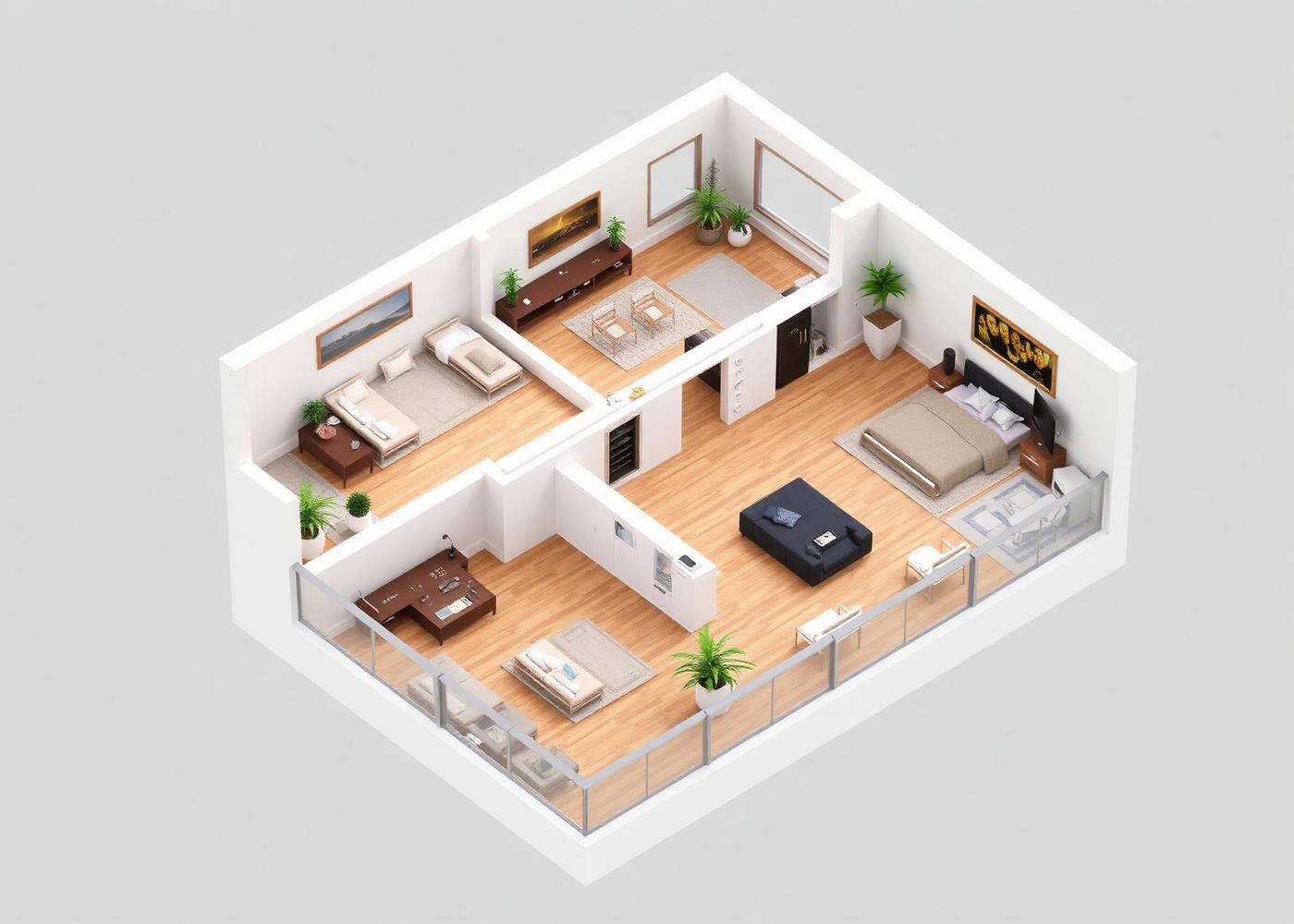 Plan 3D d'un appartement